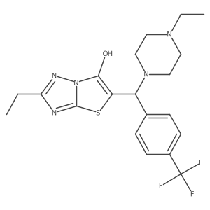 2-Ethyl-5-((4-ethylpiperazin-1-yl)(4-(trifluoromethyl)phenyl)methyl)thiazolo[3,2-b][1,2,4]triazol-6-ol结构式