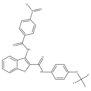 3-(4-nitrobenzamido)-N-[4-(trifluoromethoxy)phenyl]-1-benzofuran-2-carboxamide Structure
