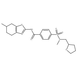 N-(6-methyl-4,5,6,7-tetrahydrobenzo[d]thiazol-2-yl)-4-(N-methyl-N-((tetrahydrofuran-2-yl)methyl)sulfamoyl)benzamide Structure