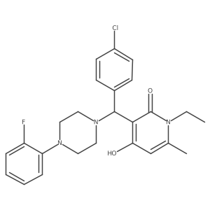 3-((4-chlorophenyl)(4-(2-fluorophenyl)piperazin-1-yl)methyl)-1-ethyl-4-hydroxy-6-methylpyridin-2(1H)-one结构式