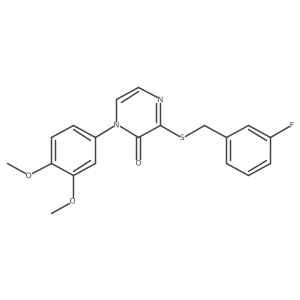 1-(3,4-Dimethoxyphenyl)-3-{[(3-fluorophenyl)methyl]sulfanyl}-1,2-dihydropyrazin-2-one结构式
