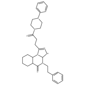 1-[3-Oxo-3-(4-pyridin-2-ylpiperazin-1-yl)propyl]-4-(2-phenylethyl)-3,3a,5a,6,7,8,9,9a-octahydro-[1,2,4]triazolo[4,3-a]quinazolin-5-one Structure