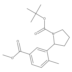 tert-Butyl 2-(5-(methoxycarbonyl)-2-methylphenyl)pyrrolidine-1-carboxylate结构式
