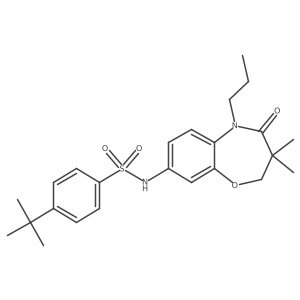 4-(tert-butyl)-N-(3,3-dimethyl-4-oxo-5-propyl-2,3,4,5-tetrahydrobenzo[b][1,4]oxazepin-8-yl)benzenesulfonamide结构式