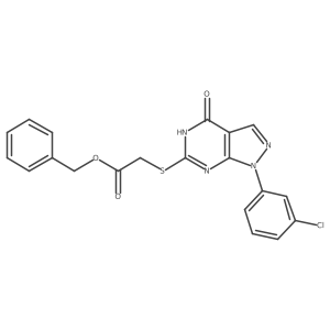 benzyl 2-((1-(3-chlorophenyl)-4-hydroxy-1H-pyrazolo[3,4-d]pyrimidin-6-yl)thio)acetate结构式