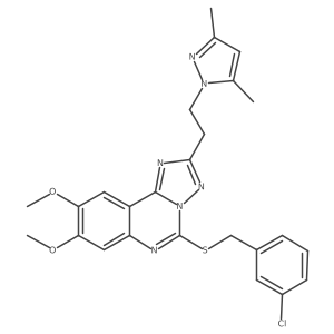 5-((3-chlorobenzyl)thio)-2-(2-(3,5-dimethyl-1H-pyrazol-1-yl)ethyl)-8,9-dimethoxy-[1,2,4]triazolo[1,5-c]quinazoline Structure