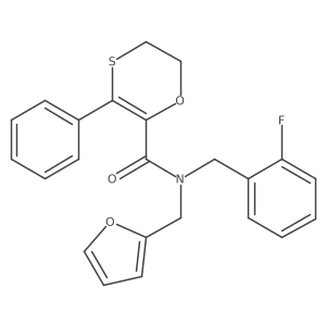 N-(2-fluorobenzyl)-N-(furan-2-ylmethyl)-3-phenyl-5,6-dihydro-1,4-oxathiine-2-carboxamide结构式