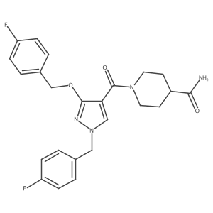 1-(1-(4-fluorobenzyl)-3-((4-fluorobenzyl)oxy)-1H-pyrazole-4-carbonyl)piperidine-4-carboxamide Structure