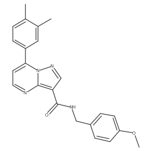 COc1ccc(CNC(=O)c2cnn3c(-c4ccc(C)c(C)c4)ccnc23)cc1结构式