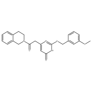 6-(2-(3,4-dihydroisoquinolin-2(1H)-yl)-2-oxoethyl)-2-((3-methoxybenzyl)thio)pyrimidin-4(3H)-one结构式
