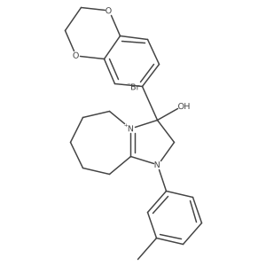 3-(2,3-dihydrobenzo[b][1,4]dioxin-6-yl)-3-hydroxy-1-(m-tolyl)-3,5,6,7,8,9-hexahydro-2H-imidazo[1,2-a]azepin-1-ium bromide结构式