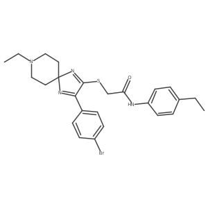 2-((3-(4-bromophenyl)-8-ethyl-1,4,8-triazaspiro[4.5]deca-1,3-dien-2-yl)thio)-N-(4-ethylphenyl)acetamide结构式