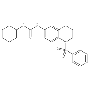 1-Cyclohexyl-3-(1-(phenylsulfonyl)-1,2,3,4-tetrahydroquinolin-6-yl)urea结构式