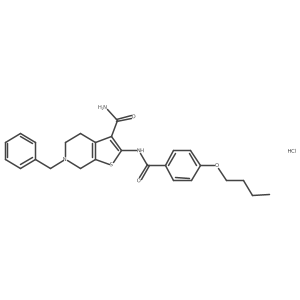 6-Benzyl-2-(4-butoxybenzamido)-4,5,6,7-tetrahydrothieno[2,3-c]pyridine-3-carboxamide hydrochloride结构式