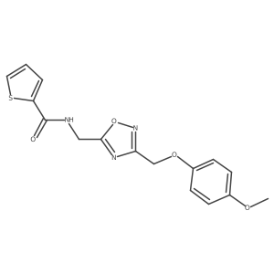 N-((3-((4-methoxyphenoxy)methyl)-1,2,4-oxadiazol-5-yl)methyl)thiophene-2-carboxamide结构式