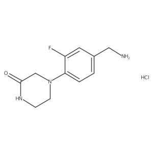 4-[4-(Aminomethyl)-2-fluorophenyl]piperazin-2-one hydrochloride Structure