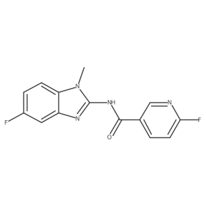 6-fluoro-N-(5-fluoro-1-methyl-1H-1,3-benzodiazol-2-yl)pyridine-3-carboxamide结构式