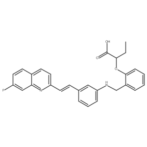 2-[2-[[3-[(E)-2-(7-fluoroquinolin-2-yl)ethenyl]anilino]methyl]phenoxy]butanoic acid Structure