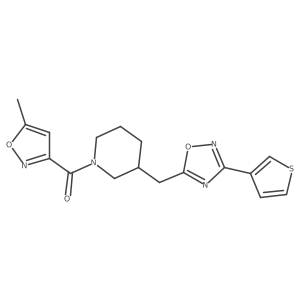 (5-Methylisoxazol-3-yl)(3-((3-(thiophen-3-yl)-1,2,4-oxadiazol-5-yl)methyl)piperidin-1-yl)methanone结构式