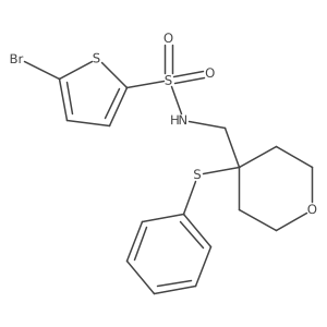 5-bromo-N-((4-(phenylthio)tetrahydro-2H-pyran-4-yl)methyl)thiophene-2-sulfonamide Structure