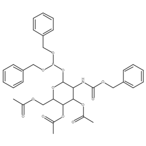 (2R,3S,4R,5R)-2-(Acetoxymethyl)-5-(((benzyloxy)carbonyl)amino)-6-((bis(benzyloxy)phosphaneyl)oxy)tetrahydro-2H-pyran-3,4-diyl Diacetate结构式