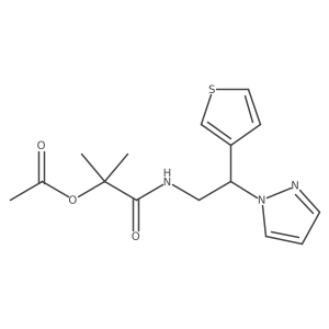 1-((2-(1H-pyrazol-1-yl)-2-(thiophen-3-yl)ethyl)amino)-2-methyl-1-oxopropan-2-yl acetate结构式