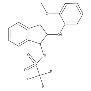 1,1,1-Trifluoro-N-((1S,2S)-2-((2-methoxyphenyl)selanyl)-2,3-dihydro-1H-inden-1-yl)methanesulfonamide结构式