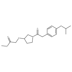 Methyl 2-[(1-{2-[4-(propan-2-ylsulfanyl)phenyl]acetyl}pyrrolidin-3-yl)sulfanyl]acetate结构式