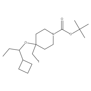 Tert-butyl 4-(1-cyclobutylpropoxy)-4-(iodomethyl)piperidine-1-carboxylate结构式