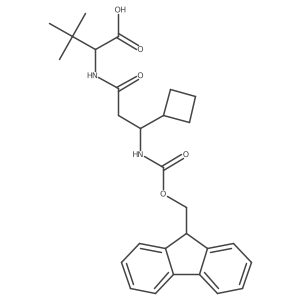 (2S)-2-[3-cyclobutyl-3-({[(9H-fluoren-9-yl)methoxy]carbonyl}amino)propanamido]-3,3-dimethylbutanoic acid Structure