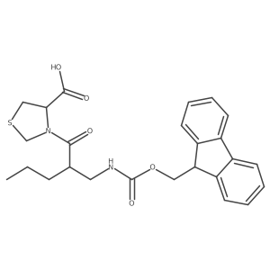 3-{2-[({[(9H-fluoren-9-yl)methoxy]carbonyl}amino)methyl]pentanoyl}-1,3-thiazolidine-4-carboxylic acid结构式