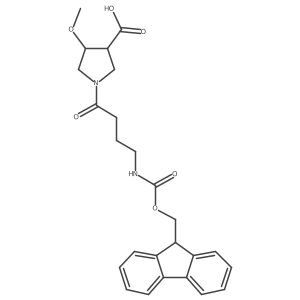 1-[4-({[(9H-fluoren-9-yl)methoxy]carbonyl}amino)butanoyl]-4-methoxypyrrolidine-3-carboxylic acid结构式