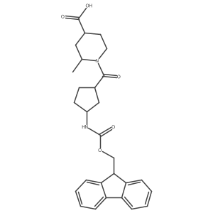 (2RS&,4RS&)-1-[(1RS,3SR)-3-({[(9H-fluoren-9-yl)methoxy]carbonyl}amino)cyclopentanecarbonyl]-2-methylpiperidine-4-carboxylic acid结构式