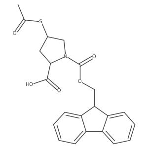 (2S,4S)-4-(acetylsulfanyl)-1-{[(9H-fluoren-9-yl)methoxy]carbonyl}pyrrolidine-2-carboxylic acid结构式