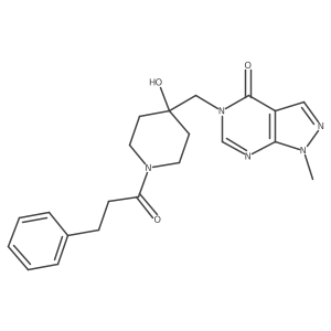 5-((4-Hydroxy-1-(3-phenylpropanoyl)piperidin-4-yl)methyl)-1-methyl-1H-pyrazolo[3,4-d]pyrimidin-4(5H)-one结构式
