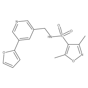 N-((5-(furan-2-yl)pyridin-3-yl)methyl)-3,5-dimethylisoxazole-4-sulfonamide结构式
