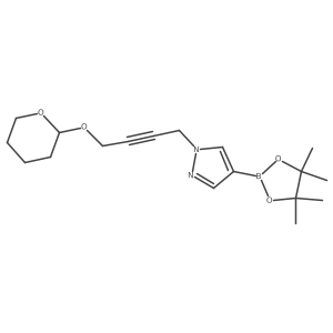 1-(4-tetrahydropyran-2-yloxybut-2-ynyl)-4-(4,4,5,5-tetramethyl-1,3,2-dioxaborolan-2-yl)pyrazole结构式