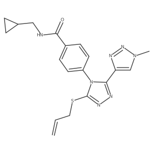 N-(Cyclopropylmethyl)-4-[3-(1-methyltriazol-4-yl)-5-prop-2-enylsulfanyl-1,2,4-triazol-4-yl]benzamide结构式
