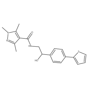 N-{2-hydroxy-2-[4-(thiophen-2-yl)phenyl]ethyl}-1,3,5-trimethyl-1H-pyrazole-4-carboxamide结构式