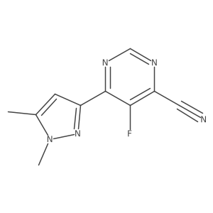 6-(1,5-dimethyl-1H-pyrazol-3-yl)-5-fluoropyrimidine-4-carbonitrile Structure