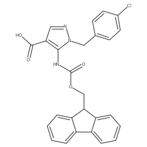 1-[(4-chlorophenyl)methyl]-5-({[(9H-fluoren-9-yl)methoxy]carbonyl}amino)-1H-pyrazole-4-carboxylic acid结构式