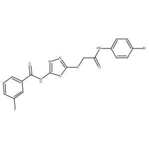 N-(5-((2-((4-bromophenyl)amino)-2-oxoethyl)thio)-1,3,4-thiadiazol-2-yl)-3-fluorobenzamide结构式