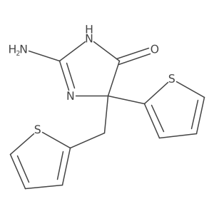 2-amino-5-(thiophen-2-yl)-5-[(thiophen-2-yl)methyl]-4,5-dihydro-1H-imidazol-4-one结构式