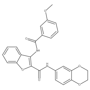 N-(2,3-dihydrobenzo[b][1,4]dioxin-6-yl)-3-(3-methoxybenzamido)benzofuran-2-carboxamide结构式