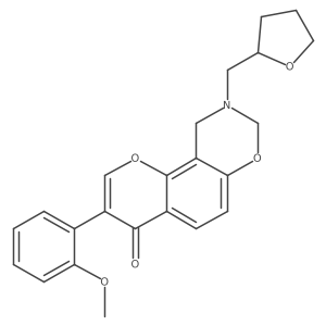 3-(2-methoxyphenyl)-9-((tetrahydrofuran-2-yl)methyl)-9,10-dihydrochromeno[8,7-e][1,3]oxazin-4(8H)-one结构式
