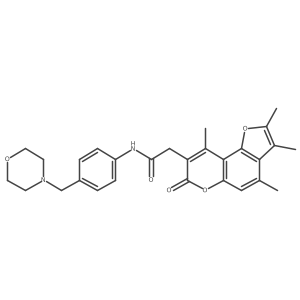 N-[4-(morpholin-4-ylmethyl)phenyl]-2-(2,3,4,9-tetramethyl-7-oxo-7H-furo[2,3-f]chromen-8-yl)acetamide结构式