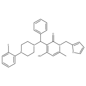 3-((4-(2-fluorophenyl)piperazin-1-yl)(phenyl)methyl)-1-(furan-2-ylmethyl)-4-hydroxy-6-methylpyridin-2(1H)-one结构式