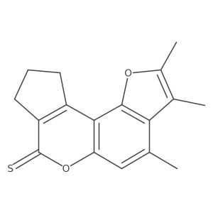 2,3,4-trimethyl-9,10-dihydrocyclopenta[c]furo[2,3-f]chromene-7(8H)-thione Structure