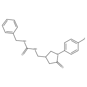 1-Benzyl-3-((1-(4-fluorophenyl)-5-oxopyrrolidin-3-yl)methyl)urea结构式