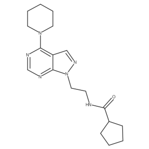 N-(2-(4-(piperidin-1-yl)-1H-pyrazolo[3,4-d]pyrimidin-1-yl)ethyl)cyclopentanecarboxamide结构式